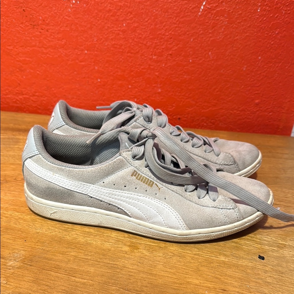 Puma Suede Sneakers in Gray and White